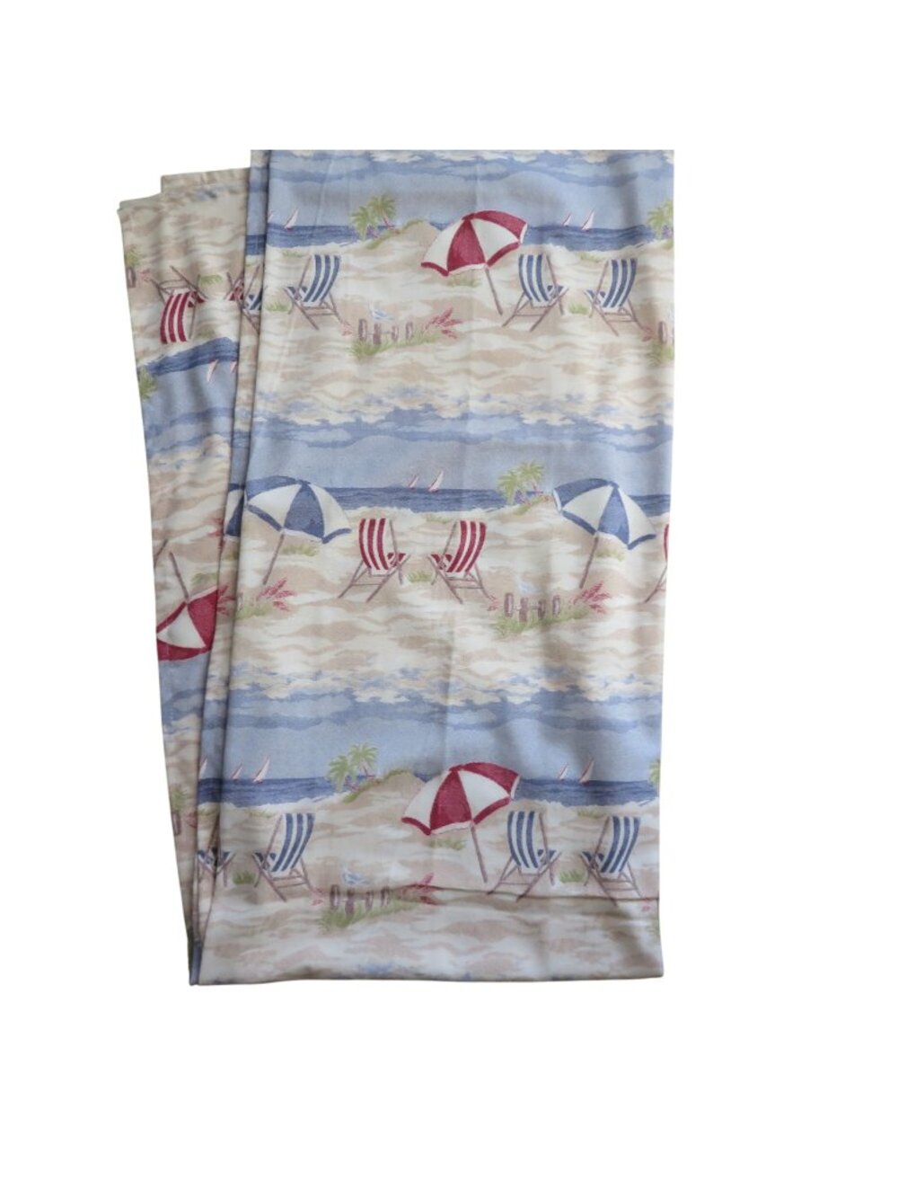 Vintage Croscill Ocean City Fabric Shower Curtain Umbrella Chair Pattern Coastal